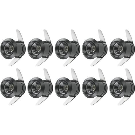 10 mini spots encastrés LED 1W avec transformateur séparé pour vitrine, cuisine, escaliers, placard, 90-265V AC [Classe énergétique A++] (1/5)