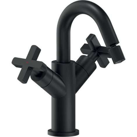 Mitigeur de bidet à double commande en finition noire mate Nobili Lira LR116219/2BM Vidage clic clac 1"1/4 - Velours noir (1/3)