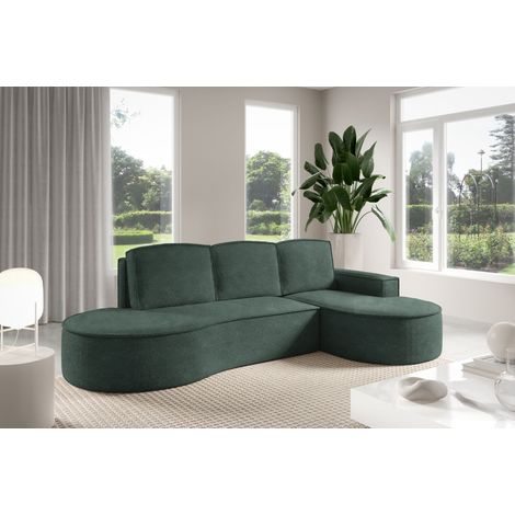 Sofello Ecksofa MOLLY mit abgerundeter Form in Creme Beige Grau Gruen Teddystoff - trendige abgerundete Form Neuheit 2025 (mit Schlaffunktion) (1/5)