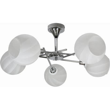 Lampadario Candellux Raul 35-72269 cromo, vetro bianco 5xE14