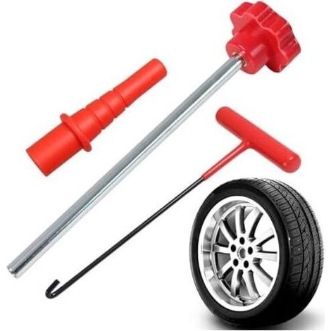 Outil d'installation de tige valve – 3 pièces retrait pneus, facile à utiliser, kit remplacement rapide, outil automobile Kit réparation d'entretien pour vélos, motos, VTT, scooters - (1/5)