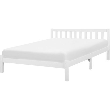 Bed Frame White Pine Wood 180 x 200 cm EU Super King Size 6ft Slatted FLORAC