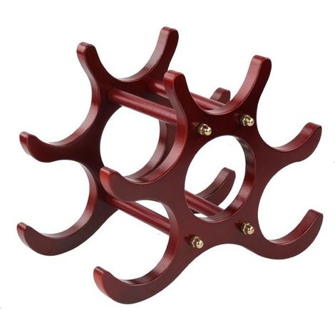 Portabottiglie in legno massello, scaffale per vini rossi, espositore per vini, portabottiglie creativo, decorazione in stile europeo per collezione di vini, cantina, bar (6 bottiglie) (1/5)