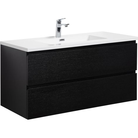 Badezimmer Badmöbel-Set Angela 100cm - Schwarz Holz - Unterschra