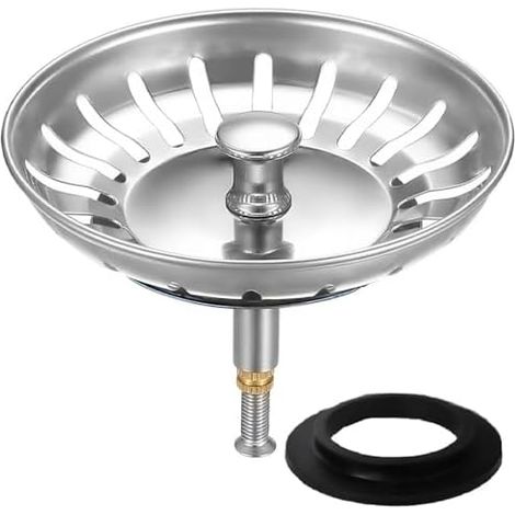 Bouchon Evier Cuisine, Filtre, 79/80mm, Bouton, Creation, Inox 304, Drain, Robuste, Protection (1/5)