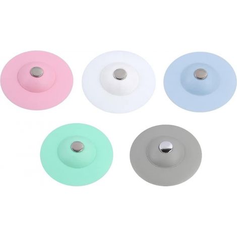 BEBUSINGOTO Paquete de 10 tapones de silicona para desagüe de fregadero con función de recogida de pelo, tapón de desagüe de ducha para lavadero, cocina y baño. (1/5)