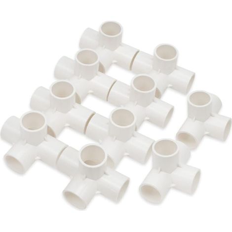 4-Wege-PVC-U-T-Stück 32 mm (1") – Packung mit 10 Winkelstücken für Gartenschläuche