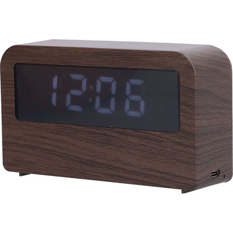 Horloge Bois Multifonctionnelle Design Compact Écologique Rétroéclairage Numérique Lumière Nuit (1/5)