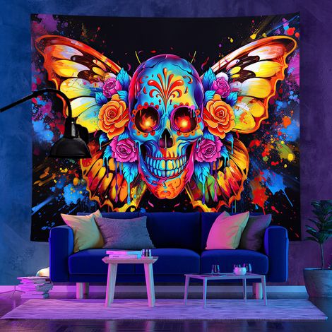 UV-fluoreszierender Wandteppich-Hintergrundstoff im angesagten Stil, Wandteppich-Raumdekoration, Halloween-Wandteppich, 180 x 230 cm
