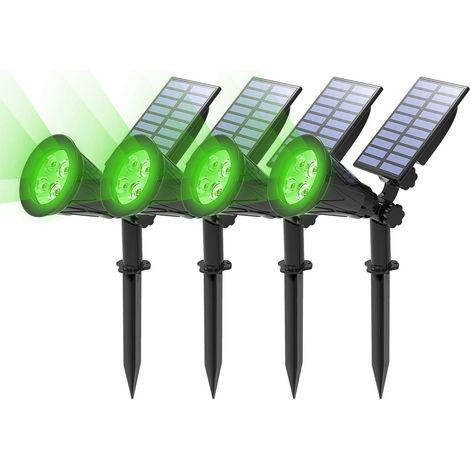 4 Pack Vert Spot Solaire Extérieur, Lumière Solaire Exterieur Puissante, Lampe Solaire Jardin Etanche, Eclairage Extérieur Solaire pour Jardin, Terrasses, Chemin, Pelouses (1/5)