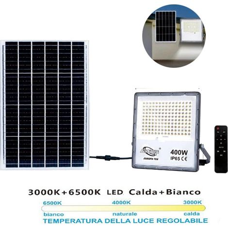FARO LED FARETTO PANNELLO SOLARE CREPUSCOLARE TELECOMANDO DA 3000K A 6500K 400W (1/6)