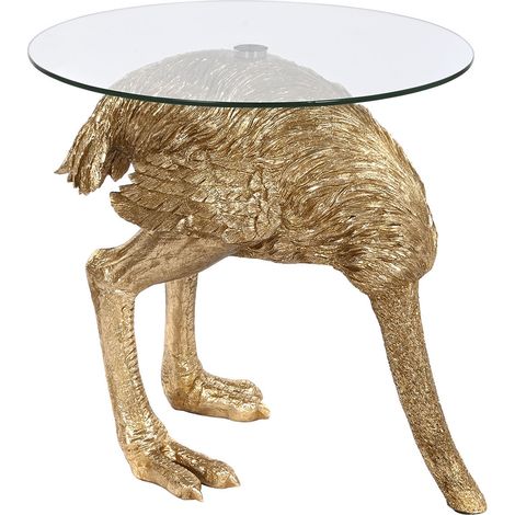 Table d'appoint ronde en résine coloris doré et verre - diamètre 60 x Hauteur 62 cm (1/5)
