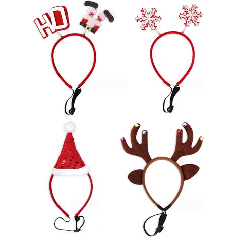Bandana De Noël Pour Chien - Cornes De Renne Arbre De Noël Flocon De Neige - Ajustable Élastique - 4 Pièces (1/5)
