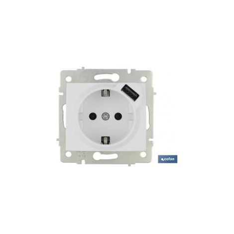 2P+T Steckdose mit Verschluss und USB Modell Pacific 16A 250V