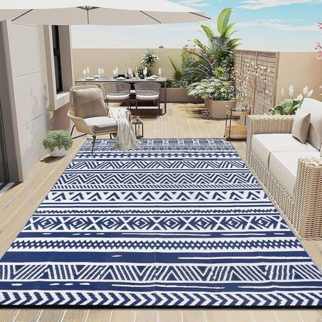 Tapis de Terrasse d'extérieur Imperméable Grand 180 x 270 cm, Exterieur Tissage Résistant aux UV, Tapis de Jardin Pliable Réversible Tapis de Exterieur pour Patio, Porche,Balcon (1/5)