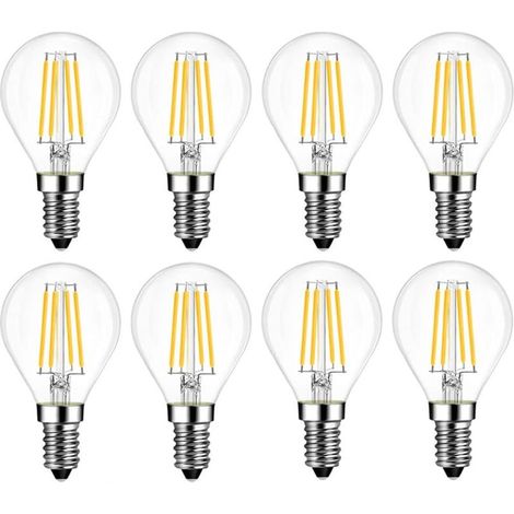 8 Pièces Ampoule LED Globe E14 4 W Dimmable G45 (G14), Équivalent lampe à incandescence Edison 60 W, Lumière chaude 3000 K (1/5)