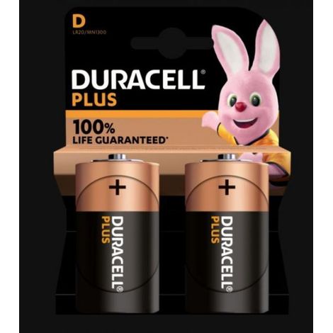 Blister 2 batterie duracell torce tipo d - 100% di extra durata mn1300plus