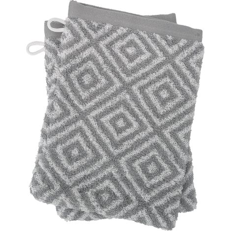 Lot de 2 gants de toilette SYMETRIE coton Losanges (1/5)