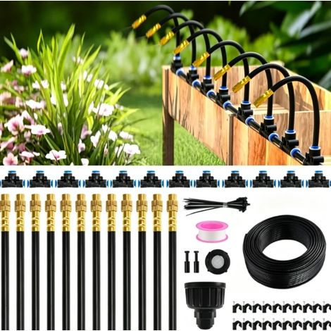 Kit irrigation goutte à goutte 15m raccord rapide système arrosage automatique jardin serre pelouse plantes en pot (1/5)