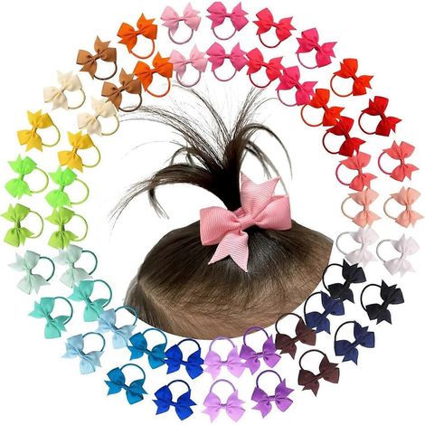 Lot de 50 nœuds pour bébé fille nœuds cheveux avec élastiques ruban gros-grain 5 cm accessoires pour bébé (1/5)