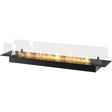 Bruciatore Inserto a Bioetanolo 150cm in Inox nero da incasso o appoggio da 5 lt con vetri inclusi (1/5)