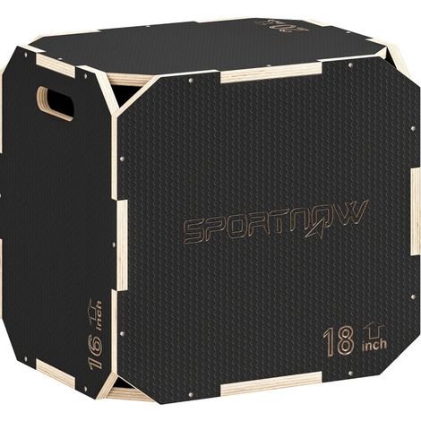 Plyo box in compensato nera regolabile con maniglie laterali (1/4)