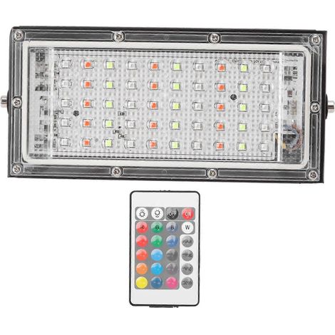 Projecteur RGB 50 W, étanche IP66, haute luminosité, projecteur extérieur coloré 220 V CA avec télécommande (1/4)