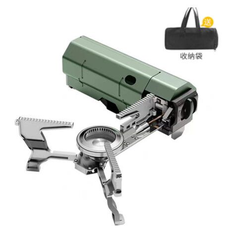 Réchaud de camping, réchaud à gaz de camping pliable, réchaud à gaz d'extérieur portable avec allumage piézoélectrique, avec pare-brise pliable en aluminium, utilisé pour le camping (1/5)