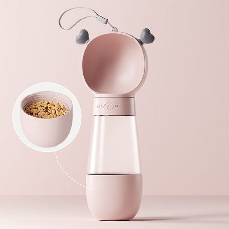 Fontaine à boire pour chien Gourde pour chiens de marche Convient pour les chiens et les animaux de compagnie Randonnée et camping(Eau potable rose+alimentation-350ml+200ml)