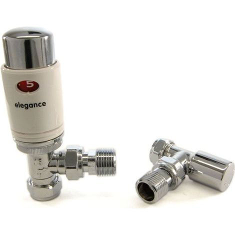 West Elegance TRV Thermostatic Radiator Valve and Lockshield Angled White (1/2)