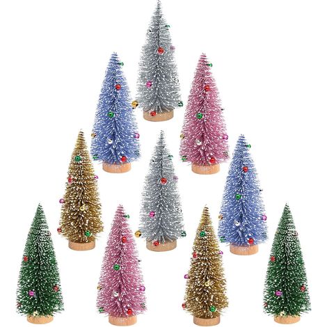 10 piezas de mini árboles de Navidad, árbol de Navidad pequeño, árbol de Navidad artificial, árbol de Navidad de colores, paisaje navideño en miniatura, manualidades navideñas, 5 colores