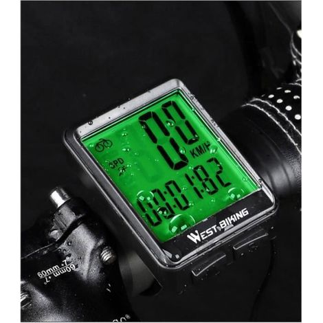 Compteur de Vélo - Sans Fil - Étanche - Écran LCD Rétroéclairé - Multifonctionnel Vert vert COMPTEUR DE JOUR (1/5)