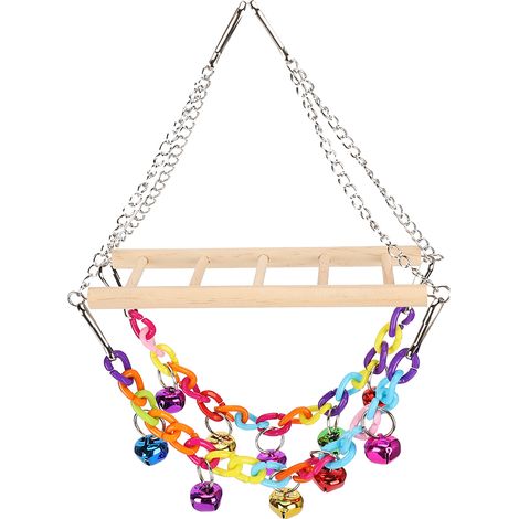 Jeffergarden chelle à chane en acrylique pour petits oiseaux, perroquet, pont suspendu, balanoire, jouet d'escalade avec cloches (1/5)