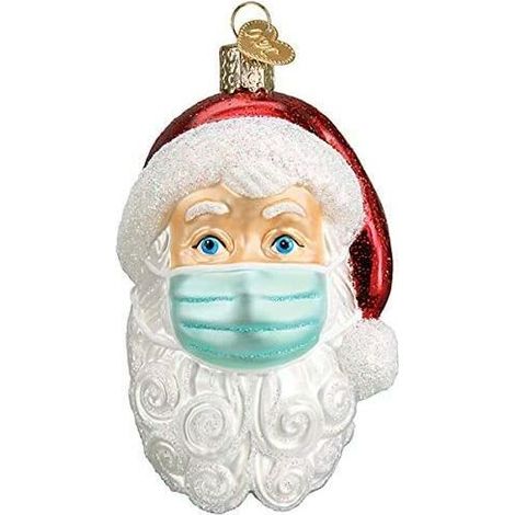 Ornement de Noël en verre soufflé Père Noël avec masque facial, décoration d'arbre unique – DELKEVIC