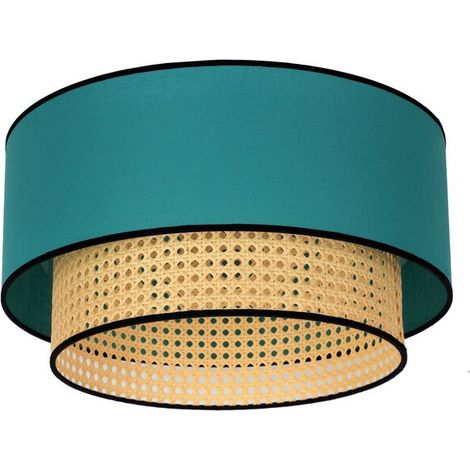 [GEBRAUCHT] B-Ware Deckenleuchte Lampe Boho Rattan Beleuchtung Deckenlampe Baumwolle beige petrol (1/2)