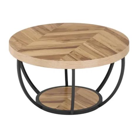 Runder Couchtisch aus Holz und Metall, 2 Ebenen, 80,5 cm, MODENUIT (1/5)