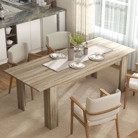 Table Ă manger extensible 180-260 cm bois grande table repas pour 6-10 personnes (1/5)