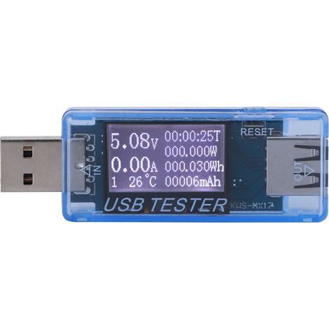 Digitaler USB-Spannungstester, 8-in-1-Voltmeter-Detektor, 0-5 A, 0-150 W, 4-30 V, Blau (1/5)