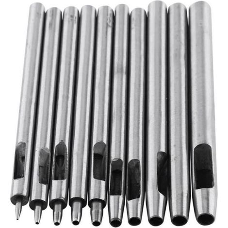 Perforateur Cuir - Ensemble 10 Embouts Perforation Cuirs - Outil Maroquinerie - Diamètres 0.5 à 5 mm - Lot de 10 Pièces (1/4)