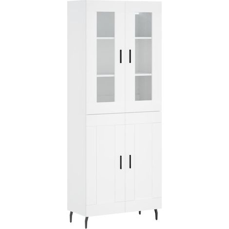Aparador cómoda mueble de almacenaje organizador cocina salón salón alto 695 x 34 x 180 cm madera de ingeniería blanco 020032569