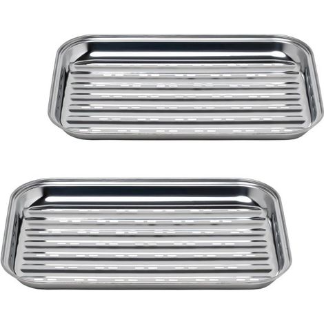 Juego de 2 cuencos para parrilla, Cesta de acero inoxidable para verduras, pescado o carne, Cuenco para parrilla de gas (1/5)