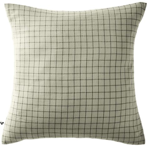 Taie d'oreiller à carreaux double gaze de coton vert d'eau 60x60 (1/2)