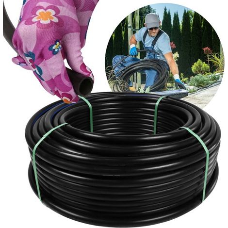 Tuyau d'irrigation en PE noir 16 mm PN6 / 25 m  Irrigation de jardin  Résistant aux intempéries  Grande flexibilité et résistance mécanique  Accessoires d'irrigation automatique pour jardin (1/4)