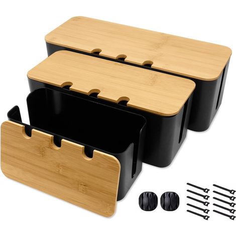 Lot de 3 Boîtes de Rangement pour Câbles Cache-Câble Multiprise avec Couvercle pour TV, Bureau et Ordinateur Boîte de Masquage pour Cordons Électriques et Enchevêtrement Organisateur de Câbles (1/5)