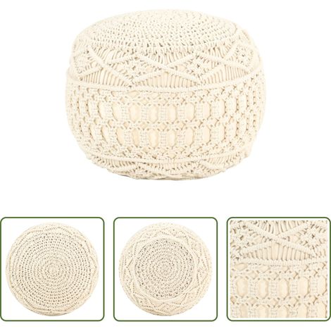Fußhocker -  Makramee Sitzpuff Handgefertigt 45x30 cm Baumwolle