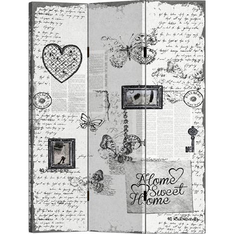 Paravento Separe 3 Pannelli Stampa Fronte Retro Shabby Chic Divisorio 180x120