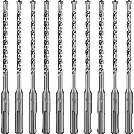 SDS Plus Set de forets 6x160mm 10 pièces Foret pour marteau-perforateur Foret à béton avec 4 pointes en carbure de tungstène Perçage précis et rapide dans le béton Accessoires pour (1/5)