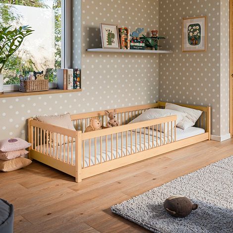 Letto a terra 90x200 con rete a doghe Tamara Bois (1/3)