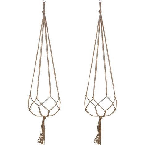 Ensemble de 4 paniers suspendus en corde tressée à la main, supports pour pots de fleurs suspendus, paniers pour plantes de jardin - 105 cm (1/5)