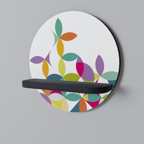 PIXEL BLOSSOM Rundes Regal Schwarz (1/5)